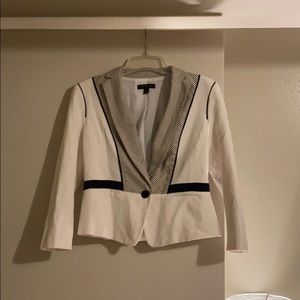 Ann Taylor White & Navy Blazer